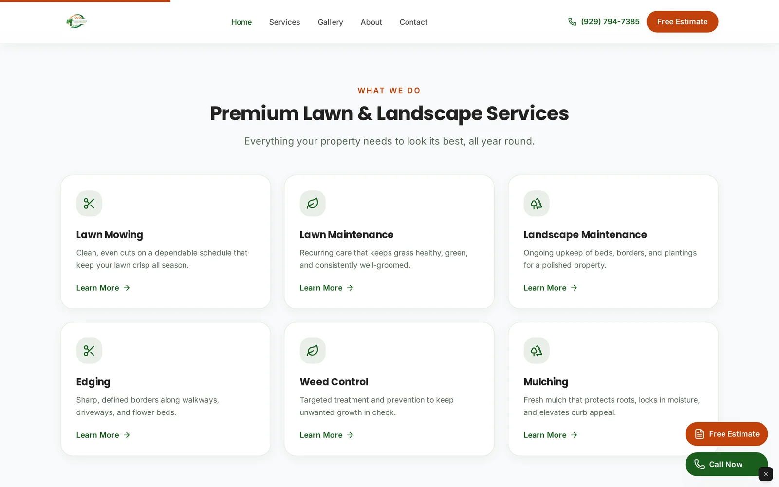 The Lawn Expert Kid LLC — Services section — six core offerings