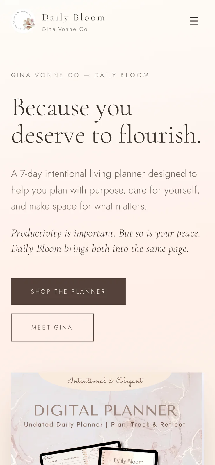 Daily Bloom — Mobile view — shop-ready on phones